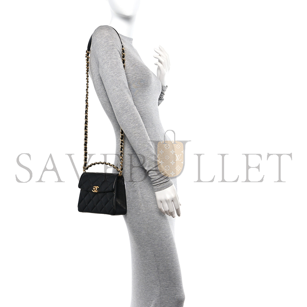 Ch*el master caviar quilted 31 rue cambon mini top handle flap (19*15*7cm)